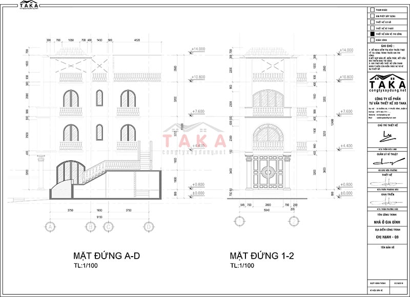 Bản vẽ thiết kế nhà 3 tầng 5x10