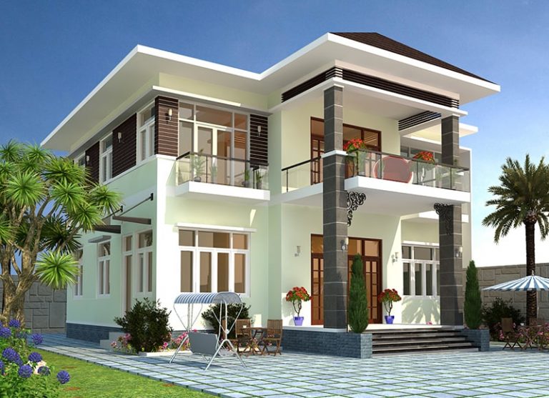 Mẫu biệt thự mini 2 tầng hiện đại